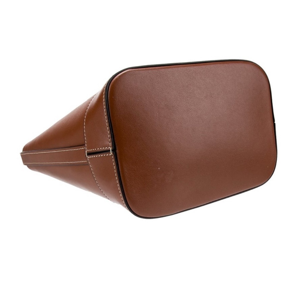 Celine 2022 Small Triomphe Brown Calfskin Leather Logo Embroidery Bucket Bag EUC - Picture 5 of 11